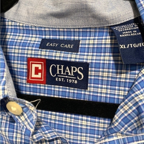Chaps Blue Plaid Casual Button Down Shirt - Picture 3 of 5